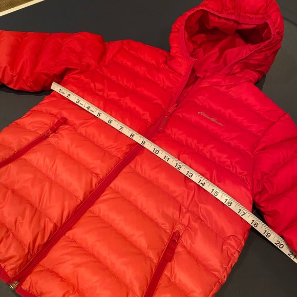 Eddie Bauer Kids Bright Red/Pink Ombré Reversible Puffer Coat M (10-12) - Picture 11 of 13